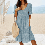 Übergrössen Maxikleid mit V-Ausschnitt und Print für den Herbst