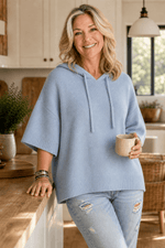 Kapuzenpullover mit Kordelzug und Strickstruktur für Damen
