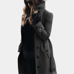 Taillierter Trenchcoat für Damen mit Gürtel Sturmklappe und gestepptem Futter