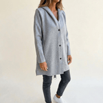 Damen Strickjacke mit Kapuze und Knopfleiste im Longline-Schnitt
