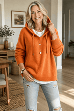 Damen Kapuzenpullover mit Kordelzug und Rippstrick-Struktur