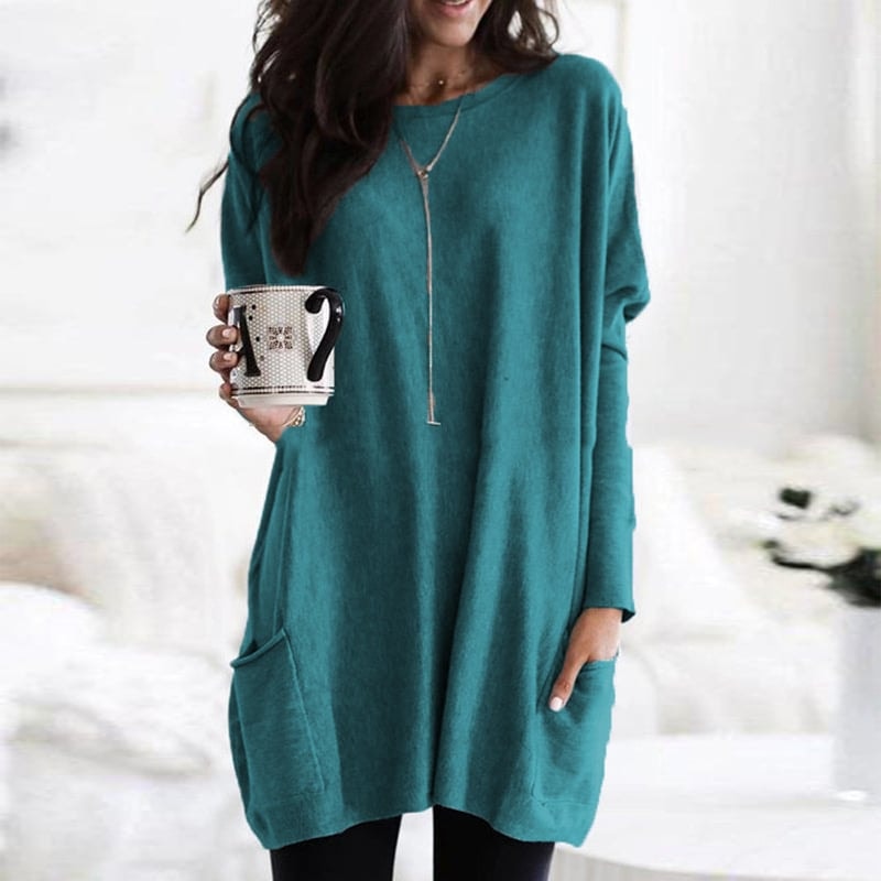 Riley Langer Damenpullover mit Taschen aus Baumwollmischung im Oversize-Look
