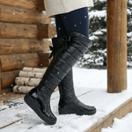 Fellgefütterte Kniehohe Overknee-Stiefel für Damen mit Steppdesign