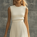 Bernadette Plissiertes Maxikleid für den Herbst mit fliessender Silhouette