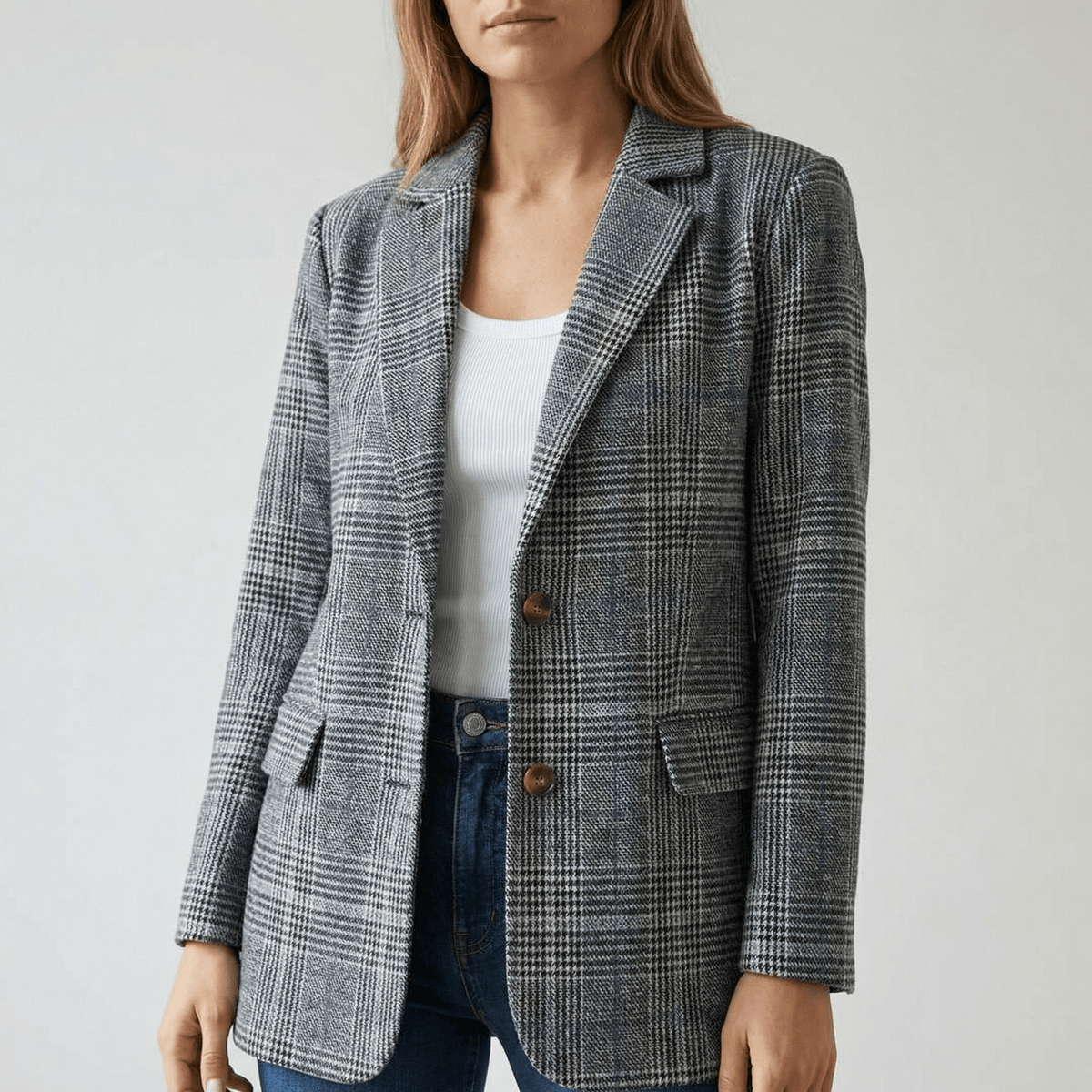 Hartlyn Glencheck-Karo Damenblazer im Boyfriend-Schnitt aus Polyester