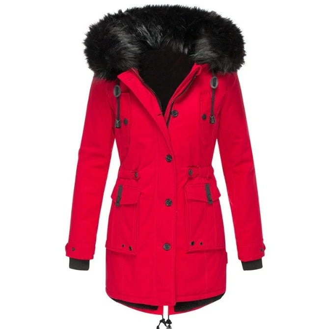 Gefütterter Parka mit Fellkapuze als warme Winterjacke für Damen