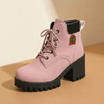 Chunky Plateau-Boots mit Blockabsatz und Schnürung