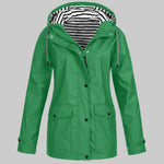Wasserdichte Damen-Regenjacke mit Kapuze und Reissverschluss aus Polyester