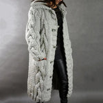 Chunky Grobstrick-Cardigan mit Kapuze und Knopfleiste für Damen