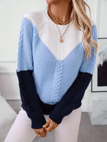 Norweger-Style Zopfmuster Damenpullover im Colour-Blocking-Design
