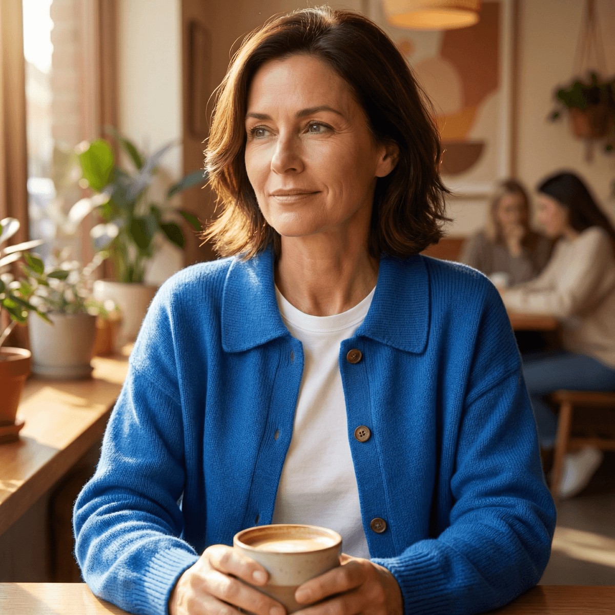 Strickjacke mit Peter-Pan-Kragen und Knopfleiste für Damen