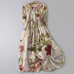 Blumiges Maxikleid mit Hemdkragen und 3/4-Arm für den Herbst