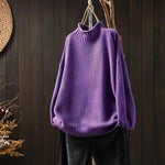 Filipa Damen Wollpullover mit Stehkragen und Rippstrick