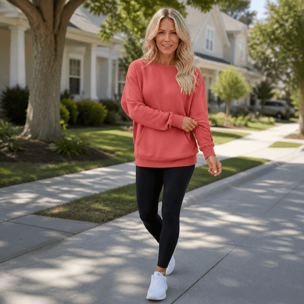 Oversize Sweatshirt mit Kängurutasche und Rundhalsausschnitt