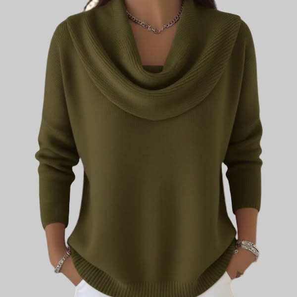 Carlotta Damen Pullover mit Wasserfallausschnitt und Rippbündchen