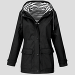 Wasserdichte Damen-Regenjacke mit Kapuze und Reissverschluss aus Polyester