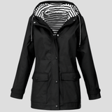Wasserdichte Damen-Regenjacke mit Kapuze und Reissverschluss aus Polyester