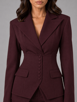 Taillierter Damen-Zweiteiler mit Blazer und weiter Stoffhose