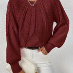 Katarina Zopfmuster Cropped Wollpullover mit Rippbund für Damen