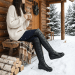 Fellgefütterte Kniehohe Overknee-Stiefel für Damen mit Steppdesign
