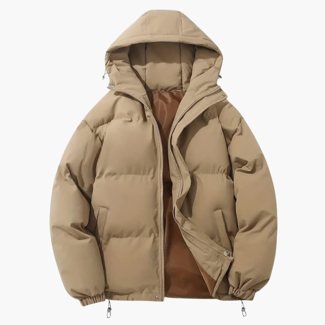 Warme Damen-Winterjacke mit Kapuze Reissverschluss und Kordelzugsaum