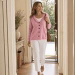 Rüschenkragen-Strickjacke aus weichem Feinstrick für Damen