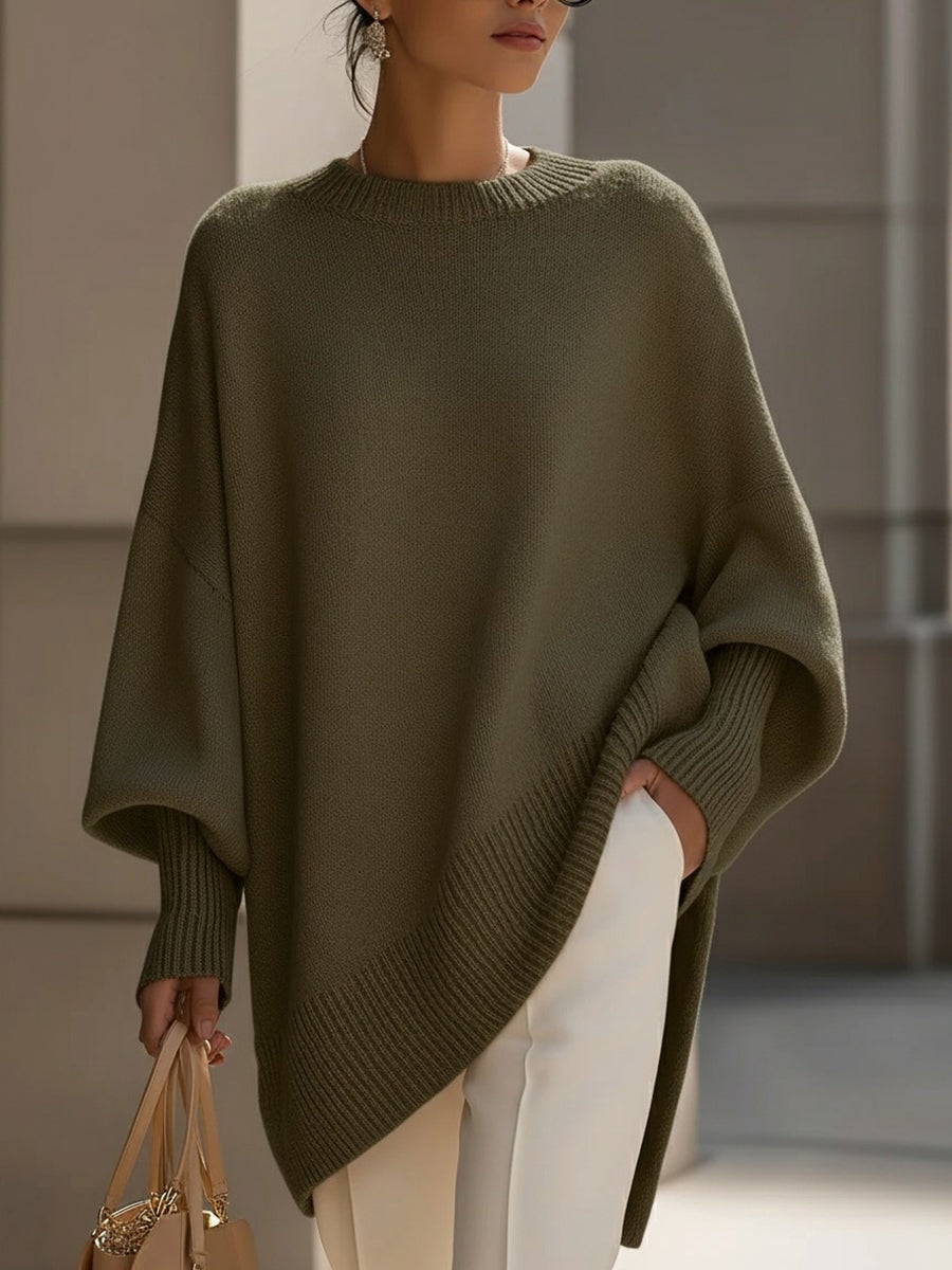 Samantha Oversized Strickpullover Damen mit Fledermausärmeln Lang