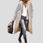 Wendbare Winterjacke Damen Lang mit Teddyfutter und Kapuze