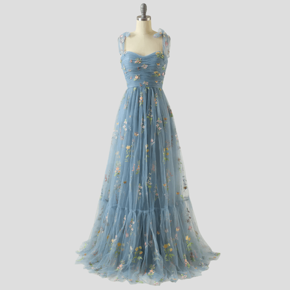 Besticktes Tüll-Ballkleid mit Blumenmuster für die Weihnachtsfeier