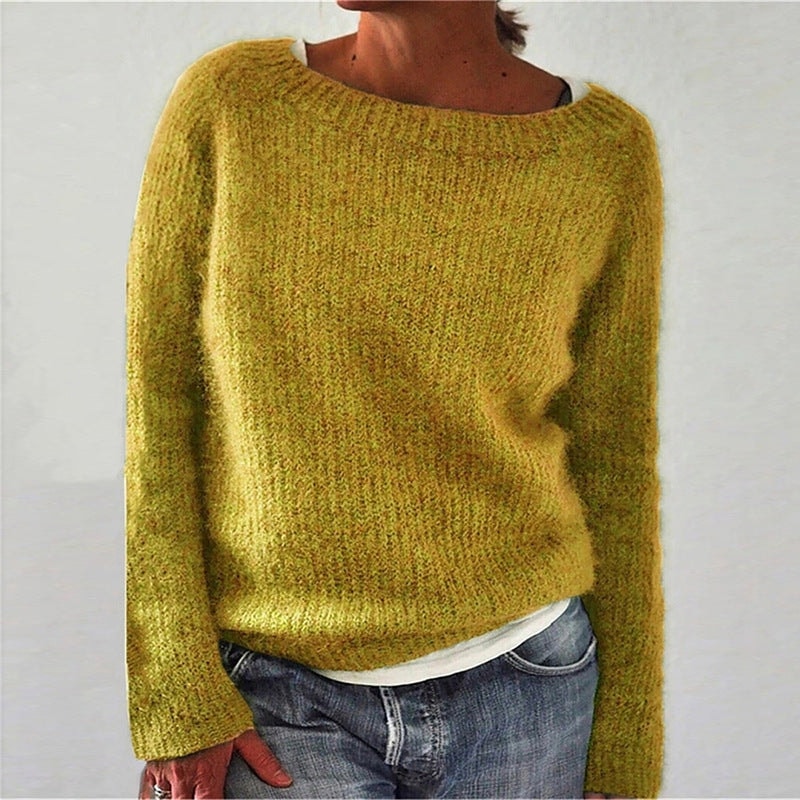 Klara Lässiger Damen-Wollpullover mit Rundhalsausschnitt