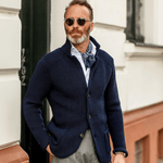Daniel Strickjacke Herren Pullover mit Stehkragen und Knopfleiste
