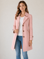 Kurzer Damen-Trenchcoat aus Baumwollmix mit Taillierter Passform und Knopfleiste