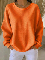 Lucille Oversize Waffelstrick Pullover mit Rundhalsausschnitt