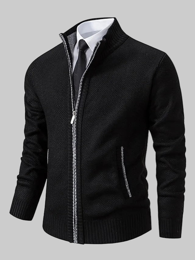 Klassischer Herren Pullover mit Stehkragen und Reissverschluss