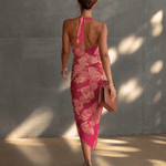 Cowl-Ausschnitt Blumen Midikleid mit Raffung für den Herbst
