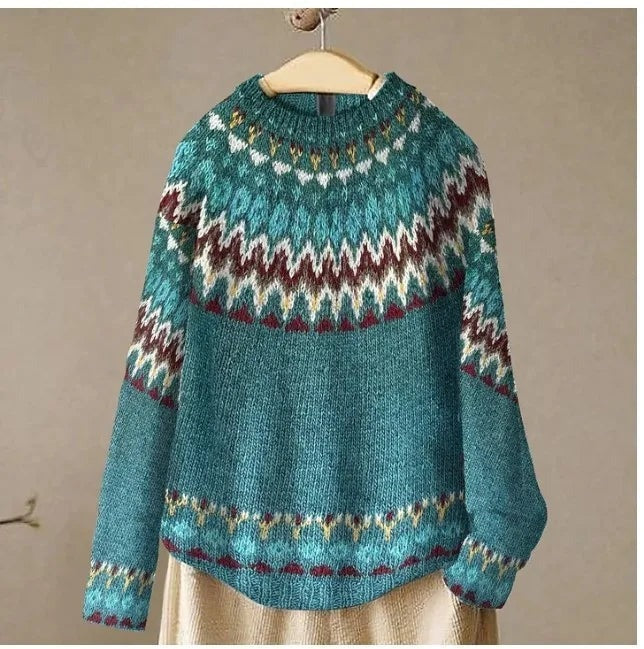 Victoria Fair-Isle Strickpullover mit Rundhalsausschnitt für Damen