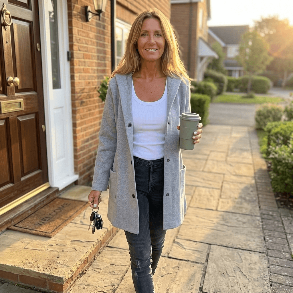 Damen Strickjacke mit Kapuze und Knopfleiste im Longline-Schnitt