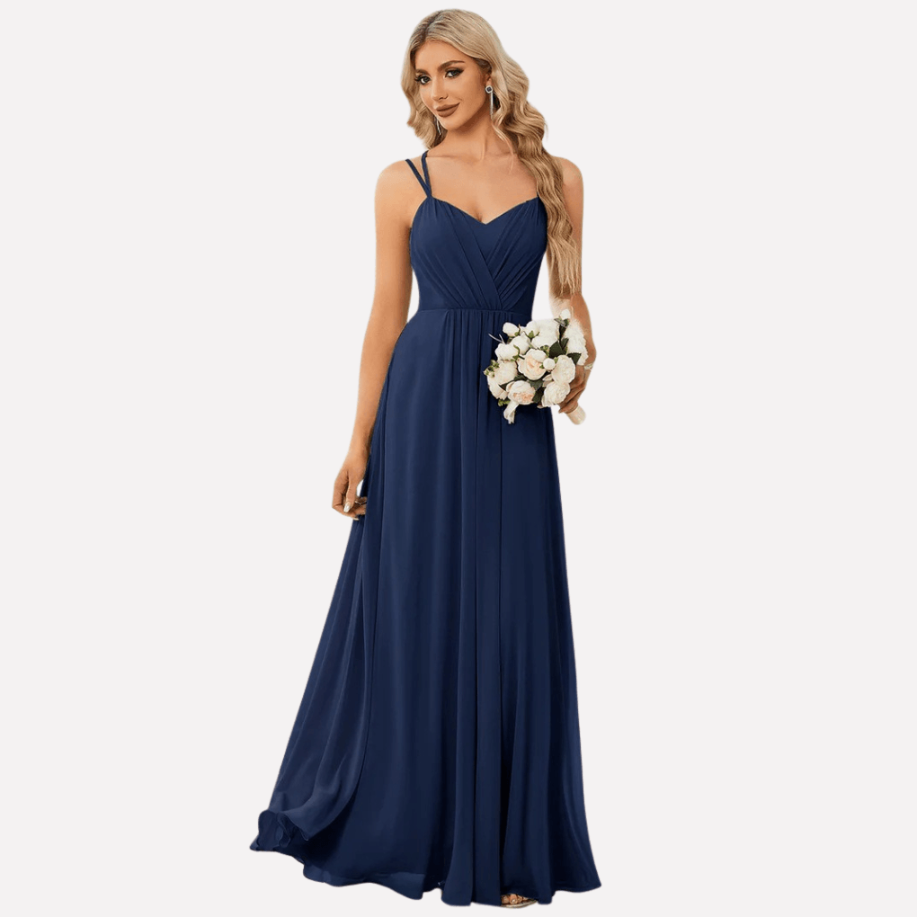 Neckholder-Maxikleid mit hohem Schlitz aus Chiffon für Damen im Herbst