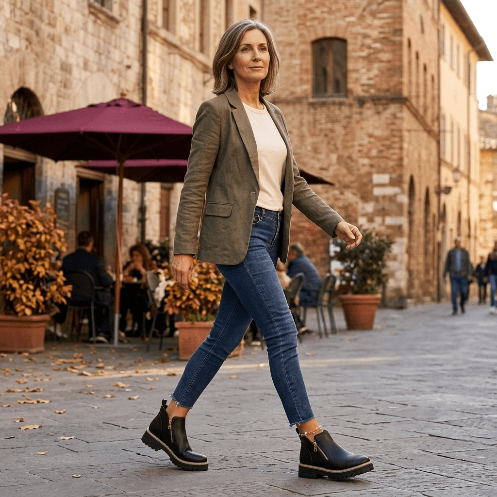 Damen Plateau-Stiefeletten mit Blockabsatz und Seitreissverschluss