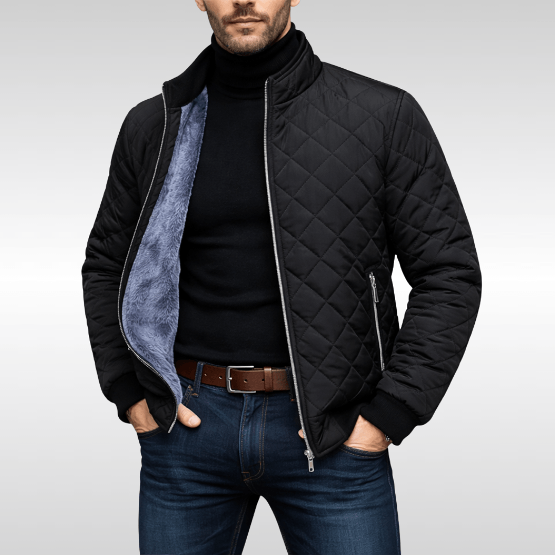 Herren Steppjacke mit gefüttertem Stehkragen und Reissverschluss