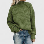 Aerynna Stehkragen-Wollpullover mit Zopfmuster für Damen