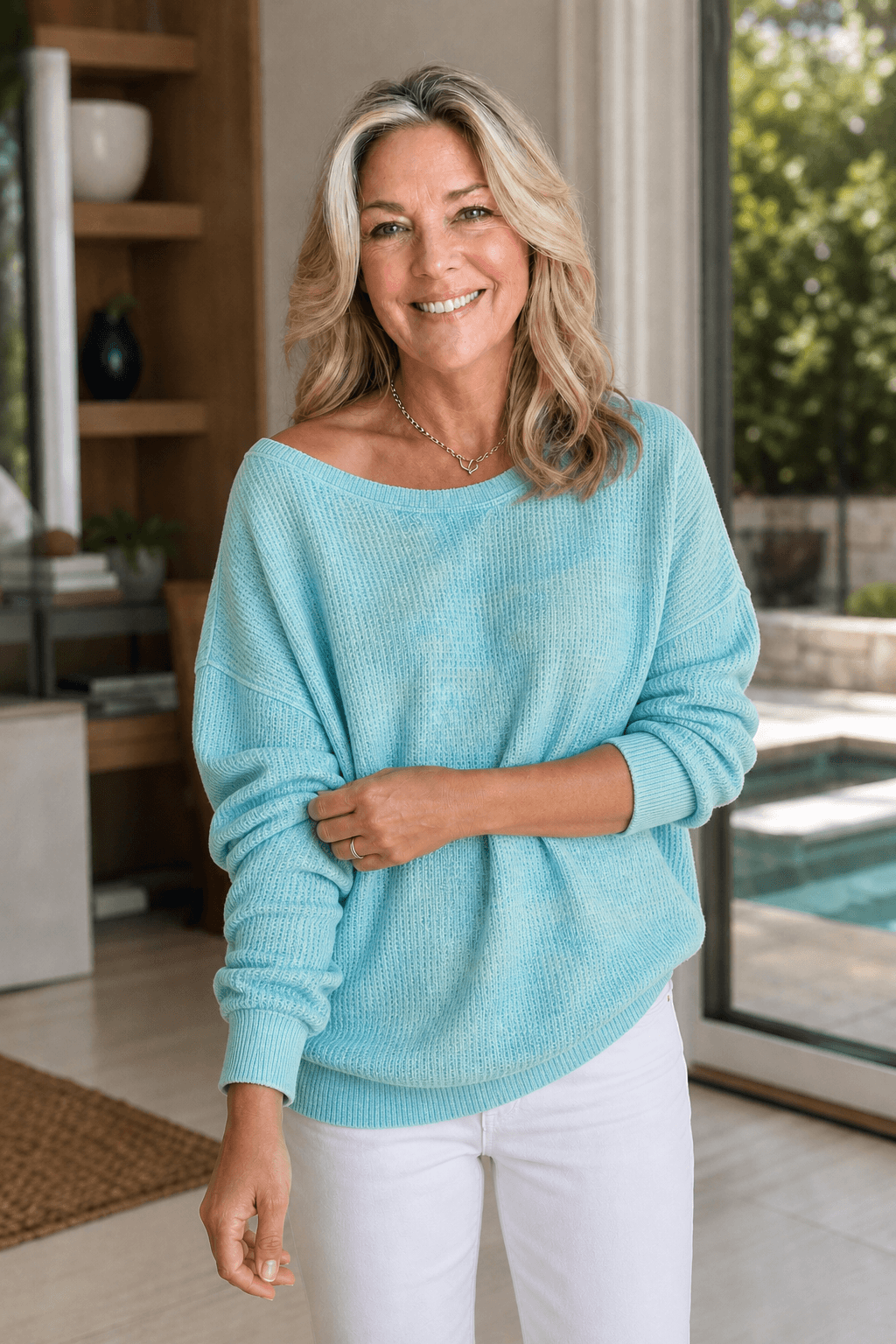 Oversized Strickpullover mit Waffelmuster und lockerer Passform