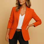 Tailliert Geschnittener Damen-Blazer mit Einknopfverschluss aus Polyester