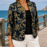 Hallie-Rose Barockdruck-Blazer mit Reverkragen aus Webstoff-Mix für Damen
