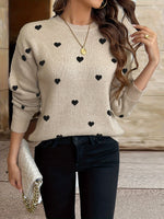 Herzmuster Strickpullover mit Rundhalsausschnitt für Damen