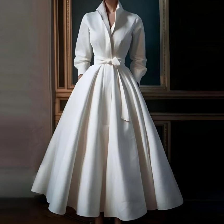 Amelie Midikleid mit Bindegürtel für Weihnachtsfeier und Herbst