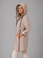 Damen Kapuzen-Trenchjacke mit Taillenzug und Reissverschluss