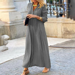 Fliessendes Maxikleid mit V-Ausschnitt für Damen im Herbst