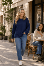 Oversized Damen Rippstrick-Wollpullover mit Wasserfallausschnitt und lässigem Schulterfall