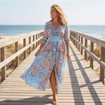 Fliessendes Boho-Maxikleid mit Blumendruck und V-Ausschnitt